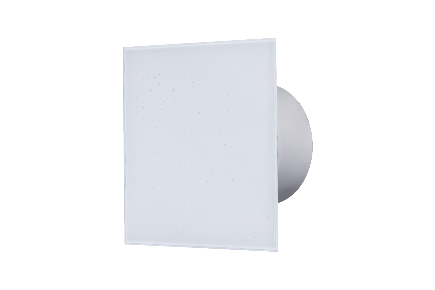 Ventilator diam 100mm placa frontala sticla alb mat, clapeta antiretur 105mc/h