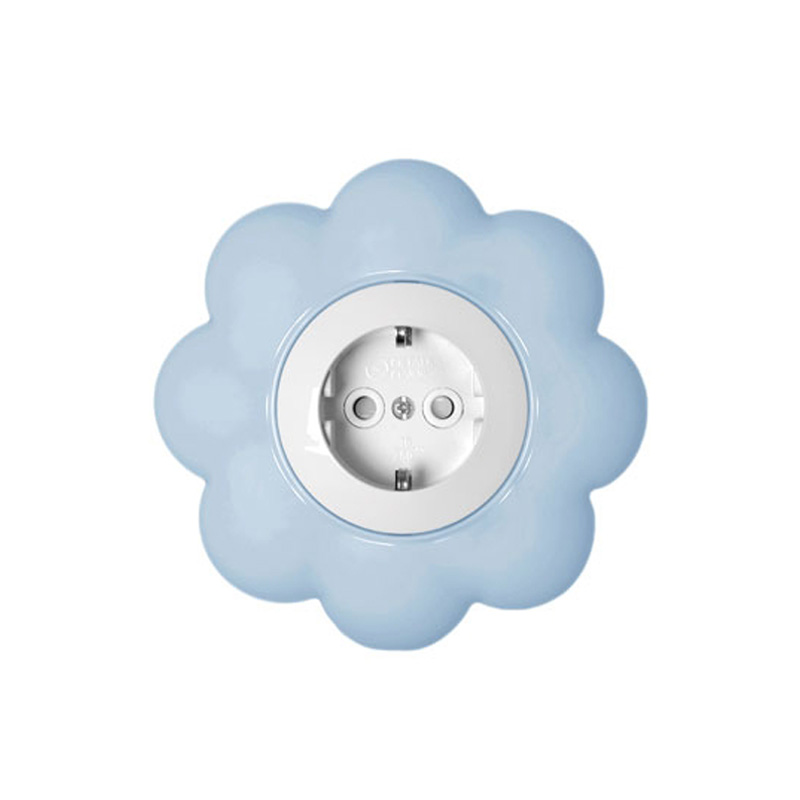 Happy Priza schuko floare alb/bleu