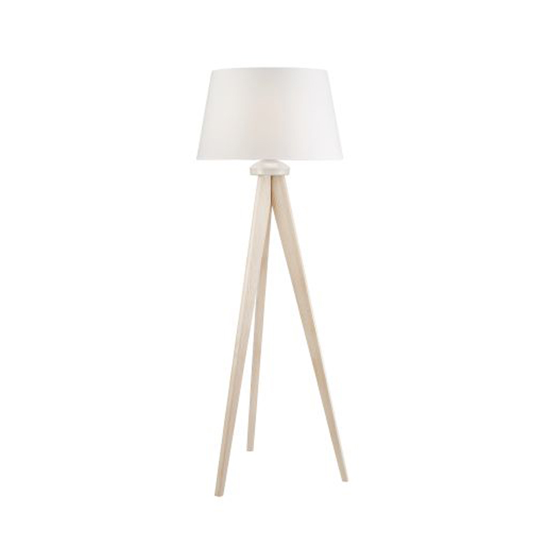 Lampadar AIDA stejar alb vechi 1x60W E27, textil