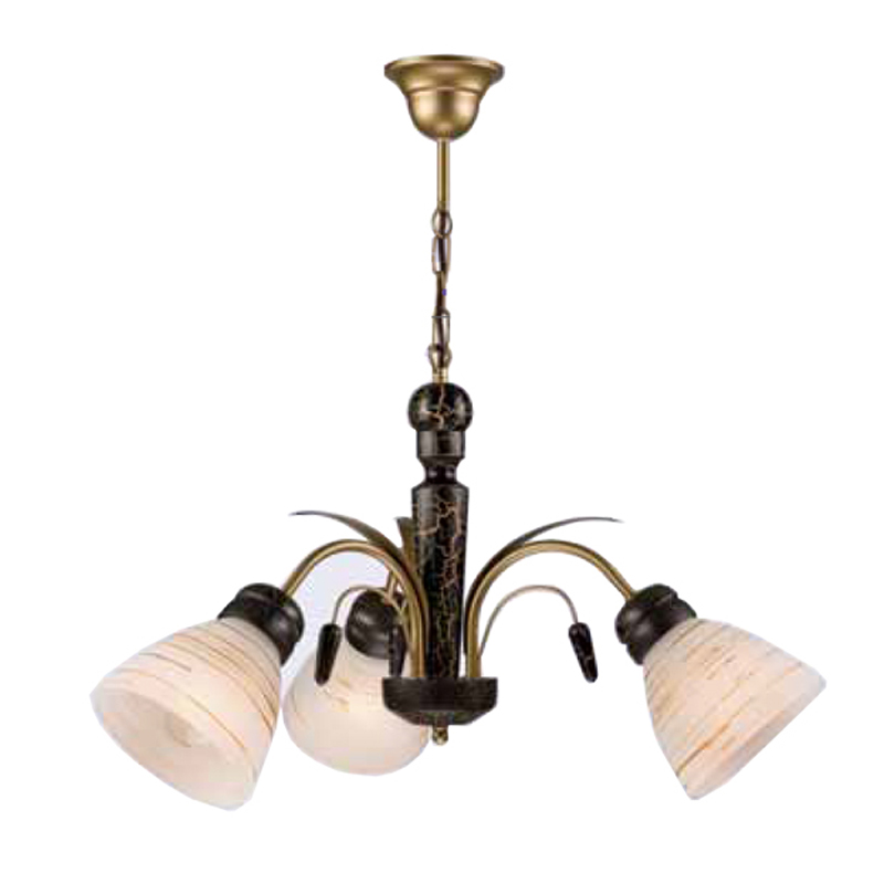 Lustra Tulipan wenge antic 3x60W E27, sticla