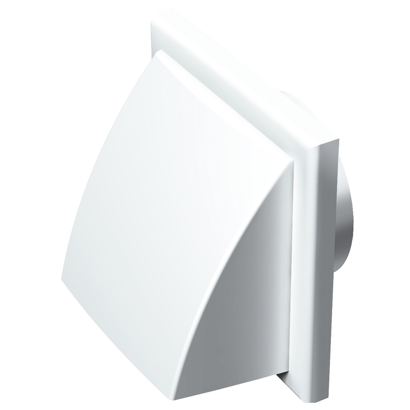 Grila exterioara cu aparatoare ploaie si clapeta antiretur, manson de racord diam 100mm, 154x154mm
