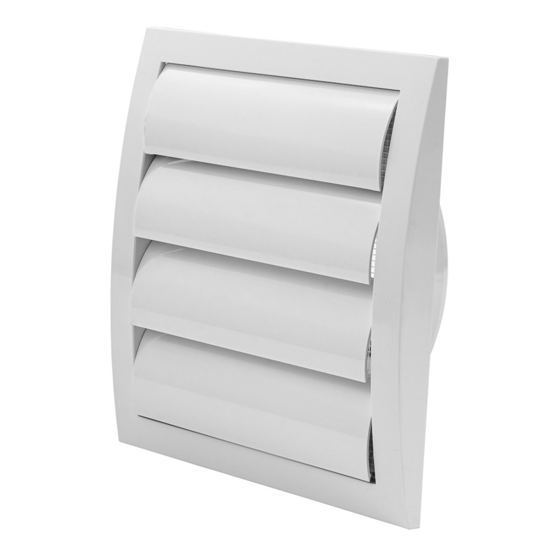 Grila PVC cu jaluzele gravitationale diam 125mm, 190x190mm NDZ